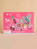 Klee Naturals Deluxe Makeup Kit - Pink Ballet Fairy in a pink box containing non-toxic nail polish, glitter gel, eyeshadow, blush, a makeup brush, and an applicator, decorated with illustrations of a fairy and a mouse.