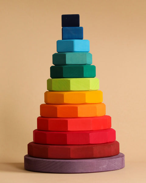 その他 Grimm&#39;s 4-Part Wooden Stacking Tower in Various Shapes &amp; Colours shape-s-and-color-wood-en-