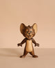The Boyhood Tom & Jerry - Jerry is a solid oak figurine of Jerry mouse, standing upright with arms slightly outstretched on a plain beige background.