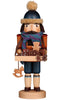 The "Christian Ulbricht Collectible Wooden Nutcracker - Gingerbread Vendor" showcases a unique combination of traditional craftsmanship and German artistry. This limited-edition piece features a vibrant blue hat with furry trim, a colorful scarf, and holds a tray adorned with gingerbread cookies and a miniature rocking horse. Its detailed painted design captures the timeless charm of classic nutcrackers.