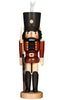 The Christian Ulbricht Collectible Wooden Nutcracker - Soldier features a traditional German soldier with a tall black hat, brown uniform, black boots, and white feather, holding a spear. This classic piece is a charming addition to any collection.