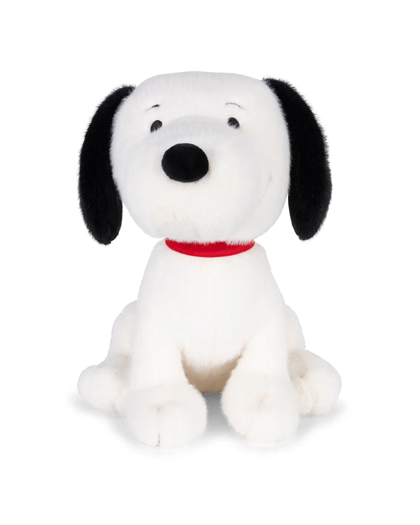 The Plush Peanuts Snoopy Good Ol' Charlie Brown features the iconic white dog from Peanuts, with black ears, a black nose, and a red collar, sitting upright against a white background.