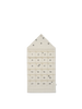 Ferm Living Star Christmas Calendar - Sand/Black wall-hanging canvas house advent calendar with 24 pockets and embroidered star accents.