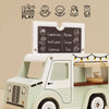 The Mobile Café Van, a vintage-style toy coffee truck with a chalkboard menu, serves cappuccino, mocha, and more. Made from FSC-certified wood, it encourages imaginative play while enhancing coordination and social skills.