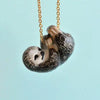 Sloth necklace with gold chain