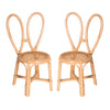 Two identical Toddler Rattan Bunny Chairs with round rattan seats and curved backrests, isolated on a white background.