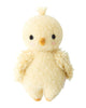 The Cuddle + Kind Baby Bouclé Chick (Buttercup) is a plush yellow toy with a round body, tiny feet, and black eyes. Its tuft of fluff and soft texture make it a delightful addition to any stuffed animal collection.