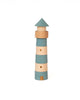 Sabo Concept Lighthouse stacking toy featuring alternating natural wood and blue painted segments shaped like a lighthouse.