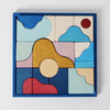 The Grimm's Small Building Block Set - Wave features a square tray of vibrant, abstract wooden pieces arranged in artistic wave patterns—ideal for imaginative play, creative landscapes, or building set-inspired sculptures.