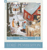 Enjoy a cozy winter scene with the Sugar Snow - 500 Piece Jigsaw Puzzle by Loré Pemberton: people build a snowman as sheep roam near a red barn. From New York Puzzle Company.