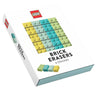 Lego Brick Erasers come in a set of 8 erasers shaped like colorful LEGO bricks in yellow, blue, and green—perfect for party favors or as a fun addition to your LEGO school supplies.