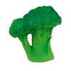 Brucy the Broccoli Teething Toy is a natural rubber baby toy with a thick green stalk and rounded, textured tops—perfect for teething or sensory play, pictured against a plain white background.