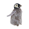 A Penguin Chick Stuffed Animal depicting a whimsical creature with the body of a penguin and the wings and tail of a rabbit, featuring realistic features, standing upright, isolated on a white background.