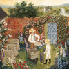 Two beekeepers tend hives in a flower-filled garden with roses, honey, and a farmhouse beyond—a charming scene featured on the Beekeepers - 500 Piece Jigsaw Puzzle.