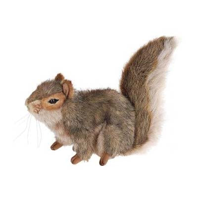 The Gray Squirrel Stuffed Animal features lifelike brown and gray fur, stands on all fours with a raised bushy tail—ideal for collectors seeking realistic plush animals.