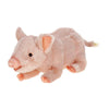The Pig Stuffed Animal 11" is a soft, pink plush shaped like a pig with large ears, a snout, black eyes, and a short tail in a crawling pose—a charming addition to any collection of realistic plush animals.