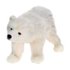 A Polar Bear Cub Stuffed Animal with black eyes and a black nose, featuring realistic features, positioned in profile against a plain white background.