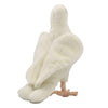 The White Dove Bird Stuffed Animal is a hand-sewn plush toy with soft, fluffy white fabric, light pink legs and feet, shaped like a dove. It stands upright and resembles a pigeon or dove on a white background.