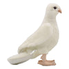 The White Dove Bird Stuffed Animal features soft white fur, a small beak, black eyes, and light pink feet—one of HANSA’s hand-sewn creations designed to resemble a realistic dove.