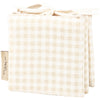 The Little Farm Soft Book features beige and white checkered, padded pages with ribbon ties—perfect as a charming infant book or thoughtful baby gift.