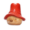 The Paddington Money Bank is a ceramic bear head coin bank with light brown fur, a big shiny red hat, a small nose, simple eyes, and a gentle smile—capturing the cute charm of Paddington Bear.
