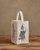 The Coral & Tusk Halloween Trick Or Treat Bag features embroidered critters—a cat mummy with red horns on one side and a bear wizard with a wand on the front. This playful fabric tote is perfect for trick-or-treating! Ships in one week.
