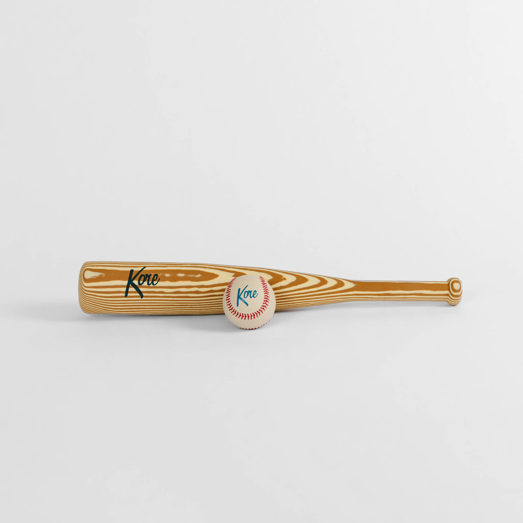 A “Kore” Foam Baseball Bat, Softball, and Baseball Set is displayed on a plain white background.