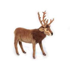 Introducing the Brown Reindeer Stuffed Animal, 15", a plush toy expertly crafted to resemble a deer with realistic detailing. This hand-sewn reindeer features brown fur and prominent antlers, standing gracefully on all four legs against a pristine white background.