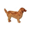 A medium-sized, brown, plush dog toy with a fluffy tail and floppy ears stands on a plain white background. Hand-sewn with man-made materials, the FINAL SALE - Life-size Golden Retriever resembles a Golden Retriever with its realistic fur texture and friendly demeanor.