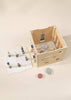 The Wooden Activity Cube features a pastel bead maze and shape sorter to help toddlers develop fine motor skills. Kids can match various shapes to the cube's holes and enjoy colorful pieces for interactive, hands-on play.