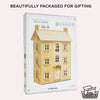 The Grand Natural Wood Doll House comes in box packaging featuring a house image, labeled “BEAUTIFULLY PACKAGED FOR GIFTING” and “100% RECYCLABLE PACKAGING.” Made from sustainable wood for imaginative play by Le Toy Van.