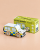 A wooden police van labeled “POLICE” sits beside its green box, which reads “No. 40 GT250 Bobby | Made in England” and displays an illustration of the van on the front—perfect for imaginative play inspired by a classic British patrol vehicle.