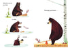 Three illustrated scenes from "I'm Sticking With You" show a grumpy, silly, and mad bear with a squirrel who interacts and plays together on a seesaw. This charming picture book celebrates friendship through all moods.