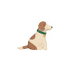 The Dog Cushion - Cooper is a plush, beagle-shaped pillow with brown and white patches, sitting upright with a green collar and gold tag—ideal as handcrafted decor or a whimsical cushion for any space.