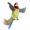 A person’s arm animates the Parrot Puppet, which features vibrant red, yellow, blue, and green feathers. Like HANSA animals, this puppet’s wings are spread open to highlight its realistic design and lively charm.