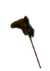 The Pretend Play Ride-On Horse is a brown plush stick horse with a black mane on a long wooden stick, ideal for imaginative play. It is shown against a plain white background.