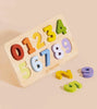 The Counting Wooden Numbers Shape Sorter is a vibrant wooden puzzle with numbers 0-9. Numbers 2, 9, and 5 are placed beside it. Ideal for early learning and play.