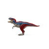 The Schleich Tyrannosaurus Rex Blue Dinosaur Toy, featuring red and gray accents, stands facing left against a white background.