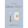 The Return of Sherlock Holmes Collector's Edition hardcover features a pastel blue cover with a feather quill, sealed envelope, and Sir Arthur Conan Doyle’s name in gold and orange text.