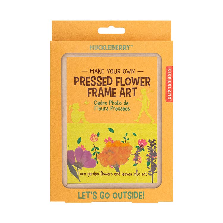 The Huckleberry Pressed Flower Frame comes in vibrant packaging with flowers and leaves, and includes a beechwood frame and blotting paper so you can turn garden blooms into pressed flower art.