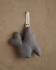Coral & Tusk Red Cardinal Ornament in the shape of a plush, grey dog crafted from natural linen with a cream-colored fabric hanging loop.