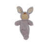 The Olli Ella Cozy Dinkum - Bunny Twinkle is a soft plush doll dressed in a light purple bunny costume with big ears, closed eyes, and a serene expression, resting on a plain white background.