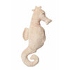 The Senger Naturwelt Cuddly Animal - Seahorse is a plush, light beige toy with a curled tail, small back fin, stitched eye, and a grain pillow for comfort, shown on a plain white background.