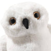 A close-up of the Steiff Harry Potter "Hedwig" Owl 8", featuring soft white fur, large amber and black eyes, and a small black beak—just like Harry Potter’s beloved owl.