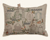 The Coral & Tusk Graveyard Pocket Pillow features embroidered gravestones, iron gates, pumpkins, vines, and a Bunny Ghost peeking from a tomb for a whimsical Halloween touch.