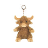 Add adorable charm to your bag or keys with the Mon Ami - Harold Highland Cow Keychain, a plush brown cow with soft fur, beige snout, hooves, and a metal clasp for easy attachment.