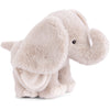 The Bukowski - August Elephant is a soft, light gray plush toy featuring large floppy ears, a curved trunk, and small black eyes. Standing on all four legs, it makes the perfect bedtime companion.