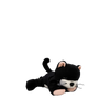 The Olli Ella Binky Kitten Kit - Black & White is a cuddly plush toy featuring a black and white kitten lying down with closed eyes, front legs stretched forward, and its tail curved up on a plain white background.