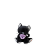 The Olli Ella Binky Kitten Koko - Black is a cute black plush cat with closed eyes, white paws, and a purple tongue sticking out—perfect for snuggles, shown sitting against a plain white background.