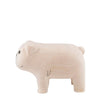 A Handmade Tiny Wooden Bulldog figurine with a simple, cartoonish design, featuring visible wood grain and black dot eyes, standing against a plain white background. This hand-carved wooden animal offers a unique and eco.